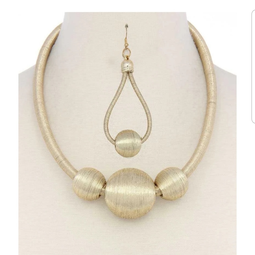 Metallic Thread Wrapped Bead Necklace